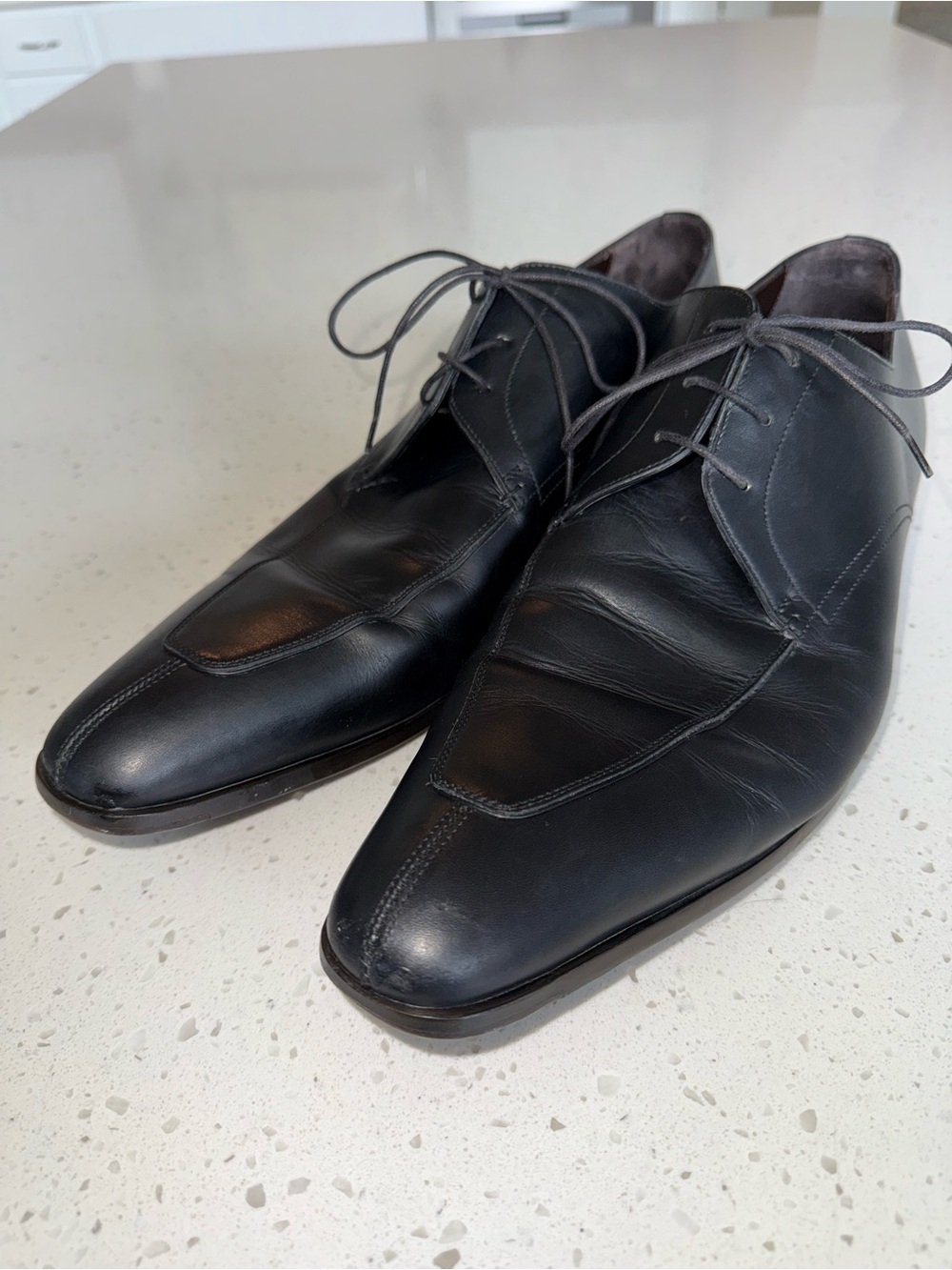 Santoni Black Leather Derby Shoes - Picture 2 of 13